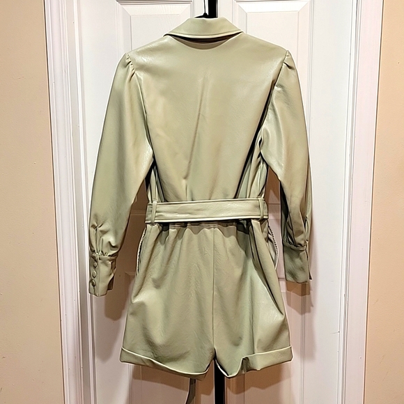 7 For All Man Kind x Revolve Collab Faux Leather Sage Green Romper Size Medium - Picture 6 of 11